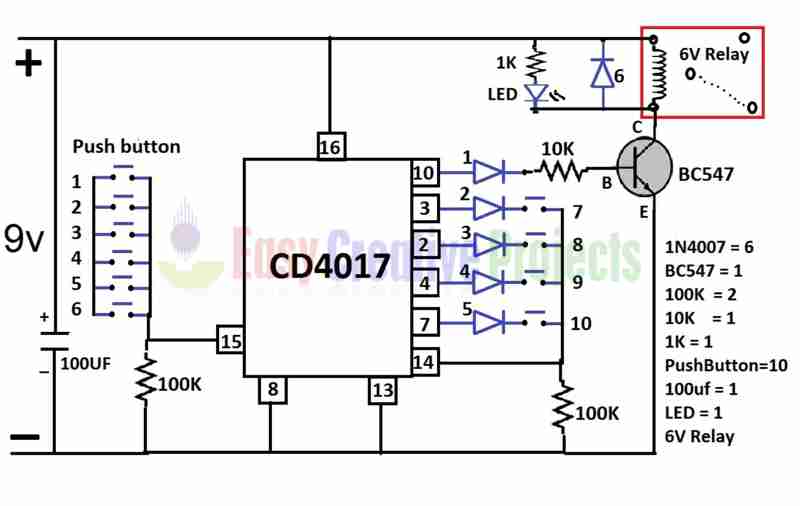 How to make simple key code lock switch circuit