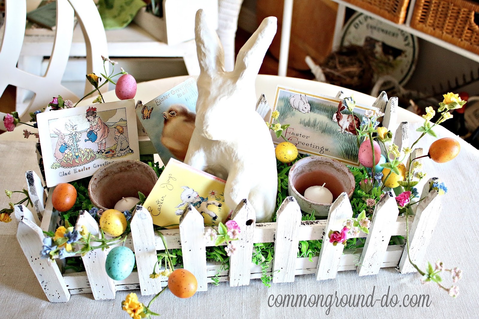 common ground Picket Fence Centerpiece for Easter