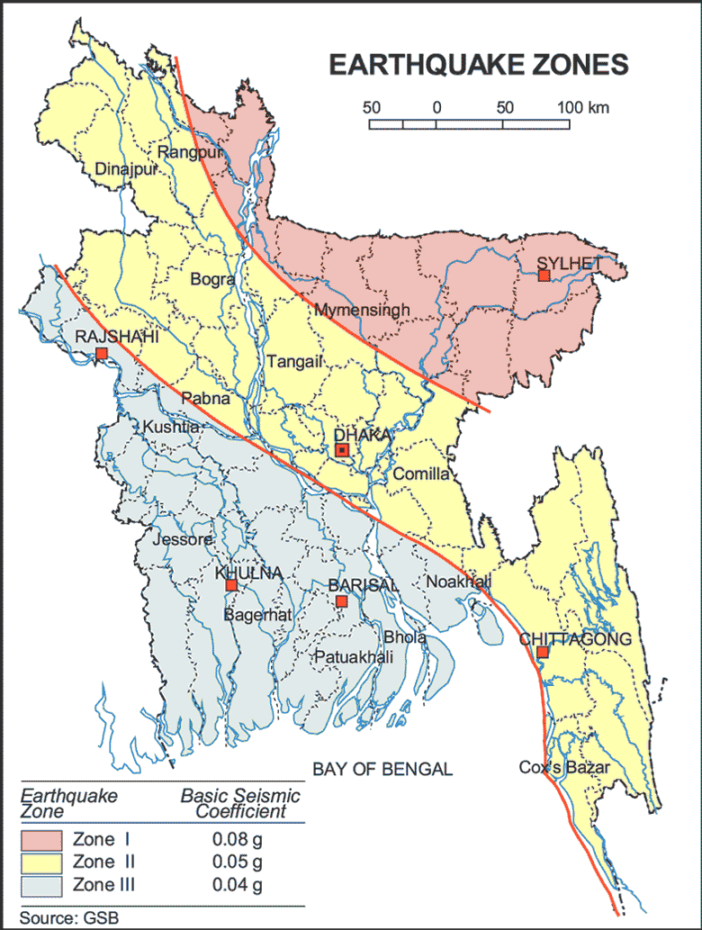 Earthquake Zones Map Bangladesh