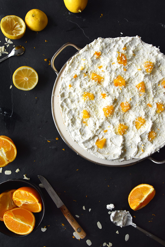 Orangen-Mandel-Torte mit Zitronenbuttercreme