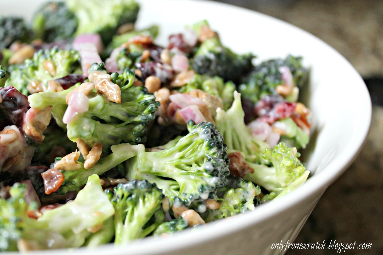 broccoli salad recipe recipes dash dish allergen sunflower seed craisins onion cranberries mayo