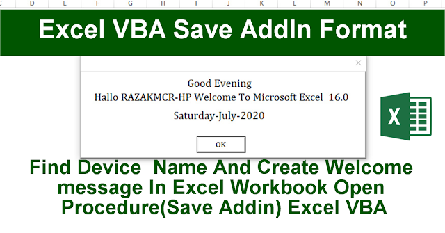 How to find Device  Name And Create Welcome Message Excel VBA