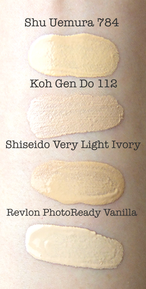 Koh Gen Do Moisture Foundation 112 swatch comparison