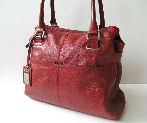 TIGNANELLO RED LEATHER LARGE SHOULDER HANDBAG