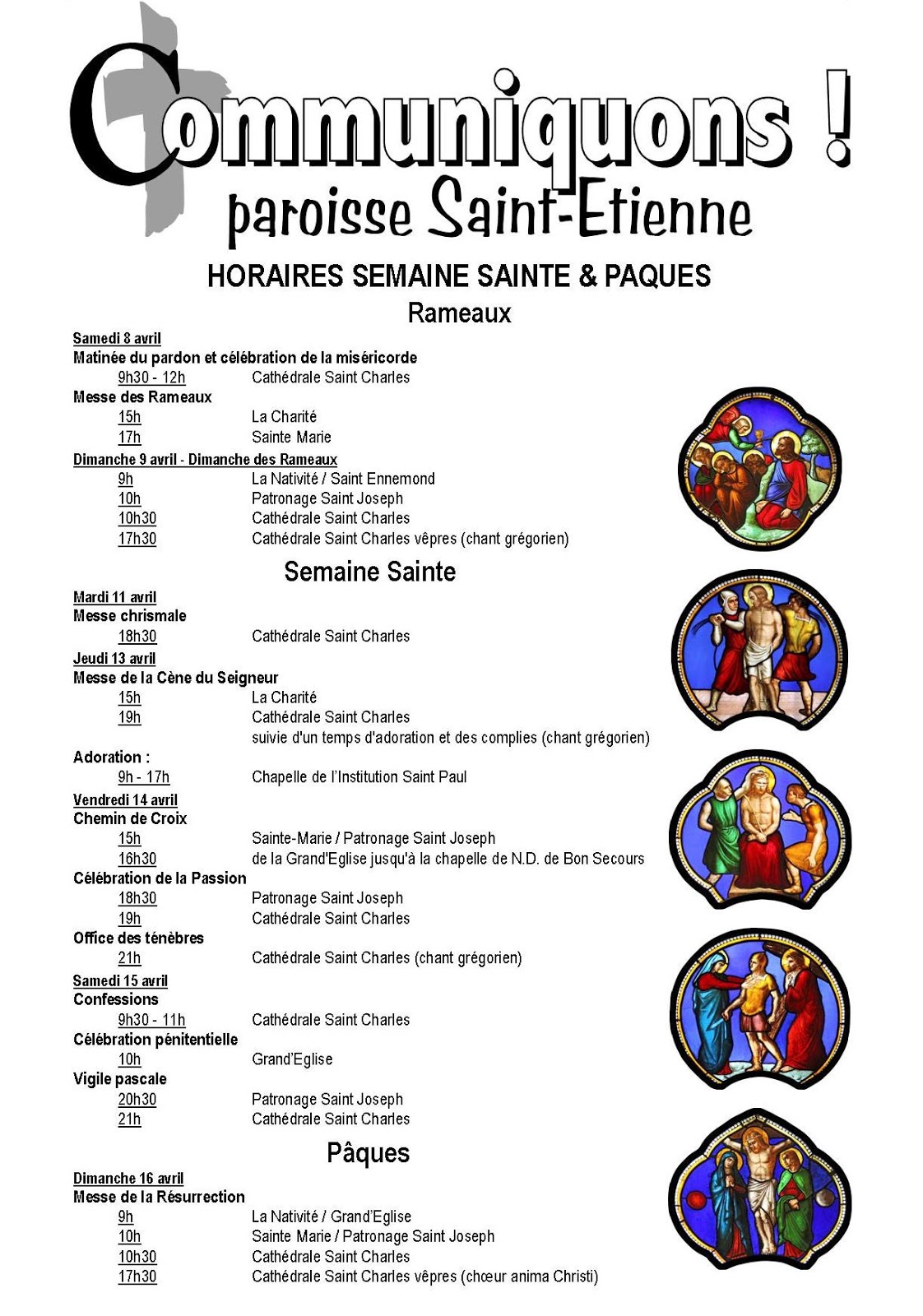 Semaine Sainte Horaires des Messes Paroisse Saint Etienne