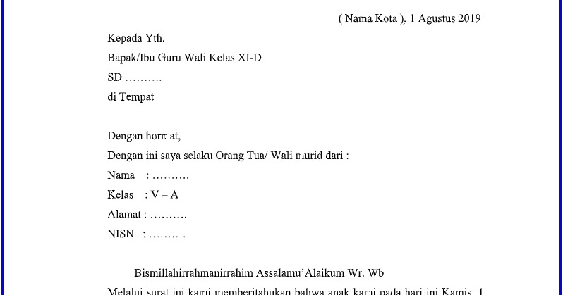 Cara Membuat Surat Izin Sakit Untuk Siswa Sd Smp Sma Smk Dan