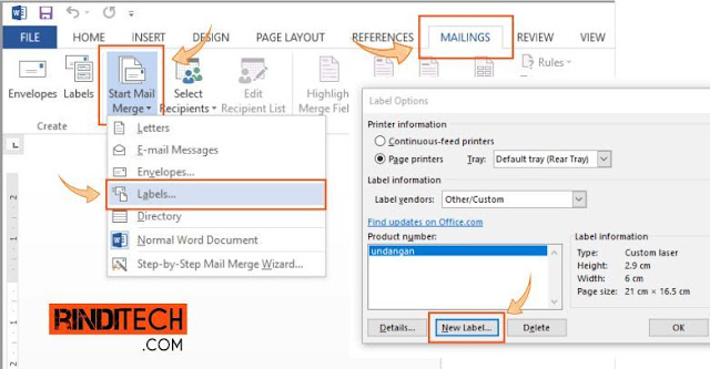 Cara Print Label Undangan 103 dan 121 di Microsoft Word