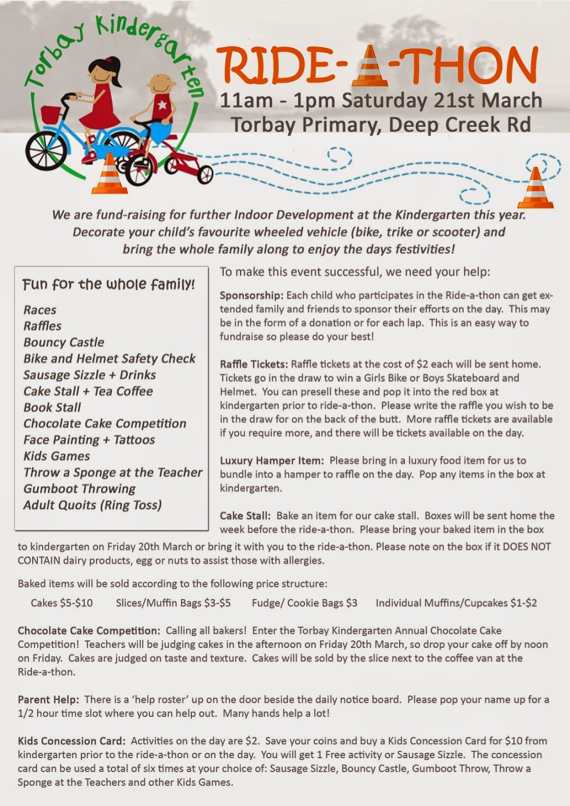 Torbay Kindergarten Rideathon Saturday 21st March from 111 at