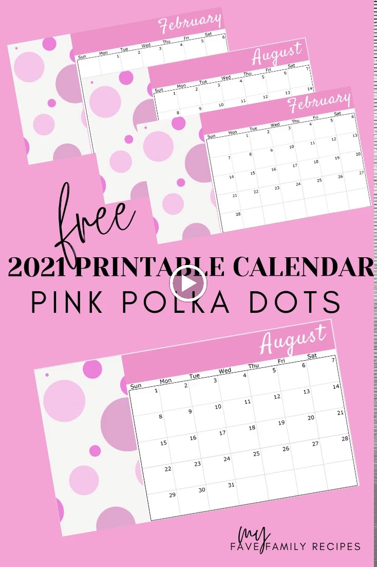 Free 2021 Printable Calendar with Pink Polka Dots - My ...