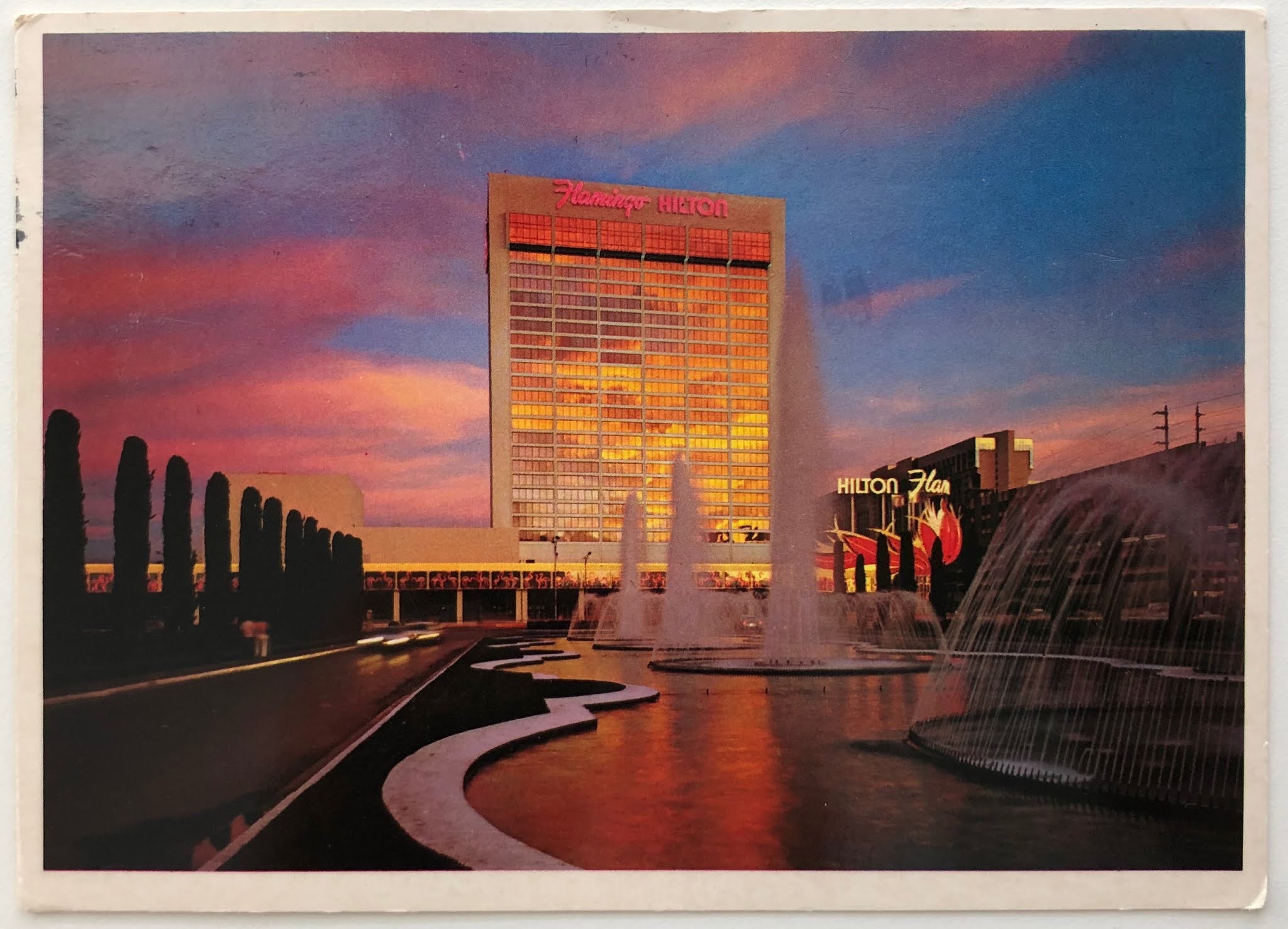Hilton Hotel Philately Flamingo Hilton Las Vegas 1988 postcard to