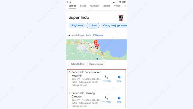 cari superindo terdekat menggunakan browser