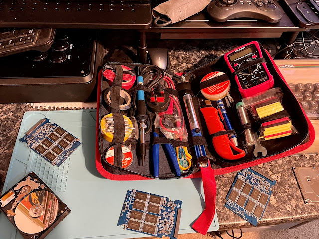 electronics on work bench