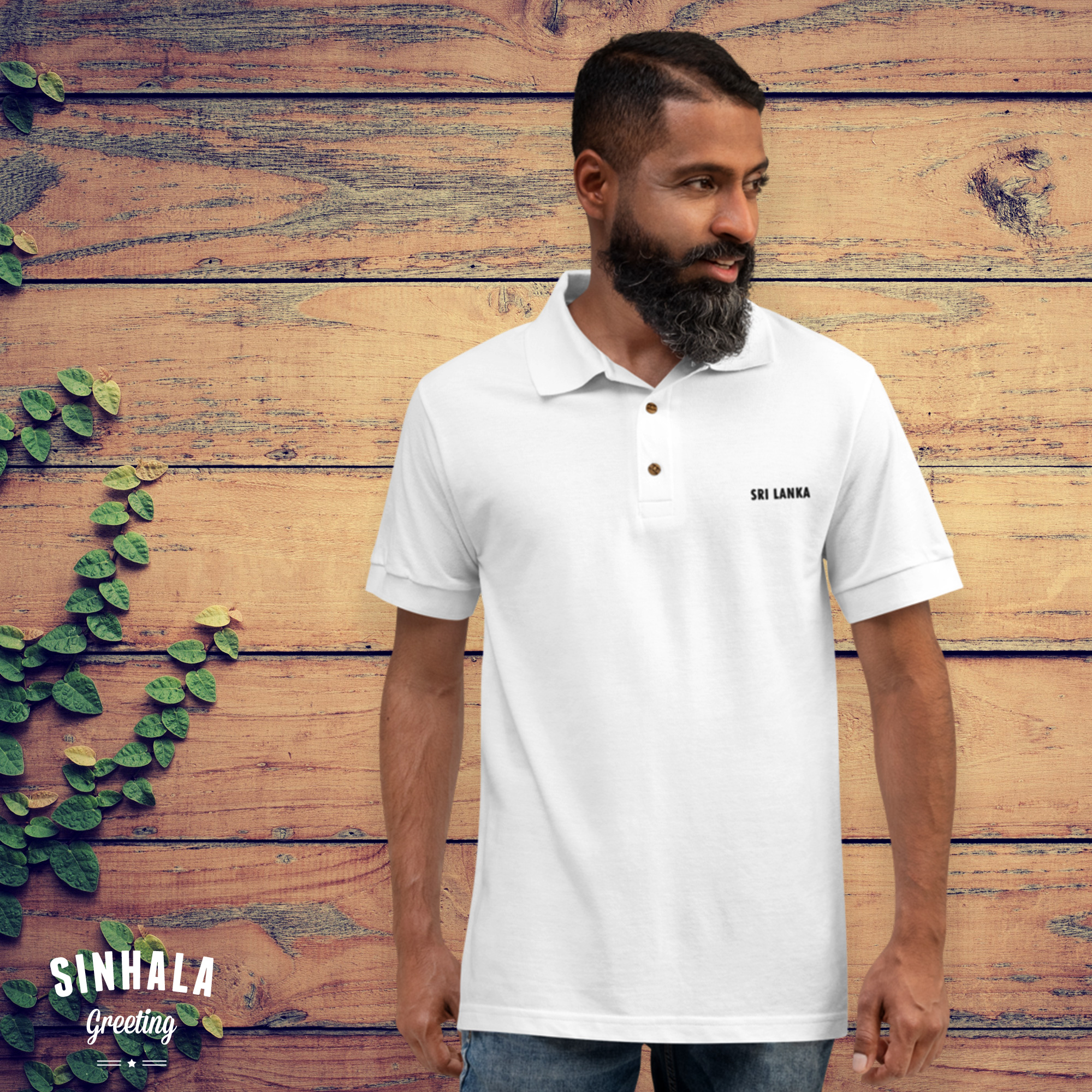 Sri Lanka Embroidered Polo Shirt sinhala Readers Sinhala Greeting
