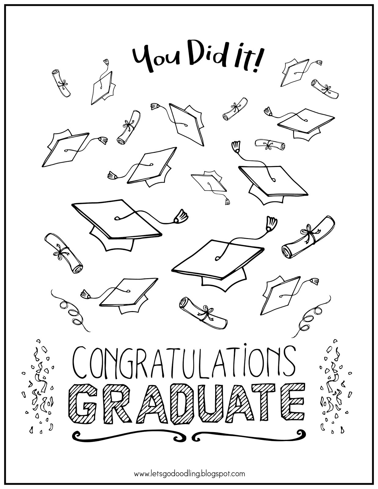 Free Printable Coloring Page Graduation And Mortarboard