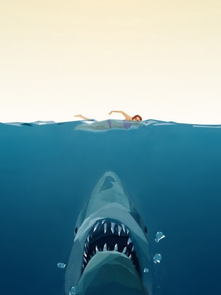 Shark Attack Swimmer Cartoon  Android Best Wallpaper