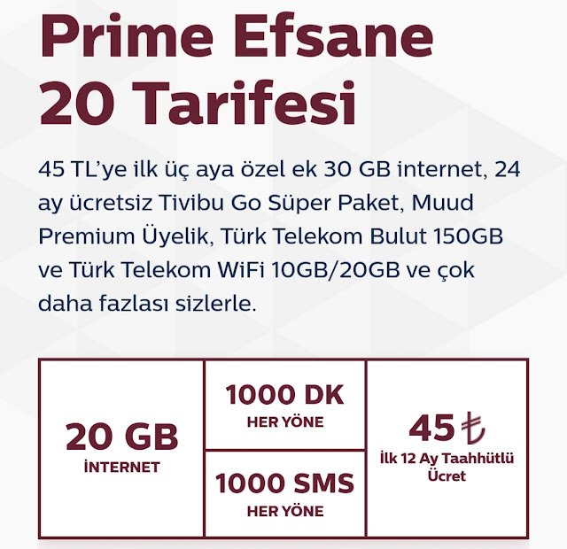 Türk Telekom Yeni Prime 20 Tarifesi