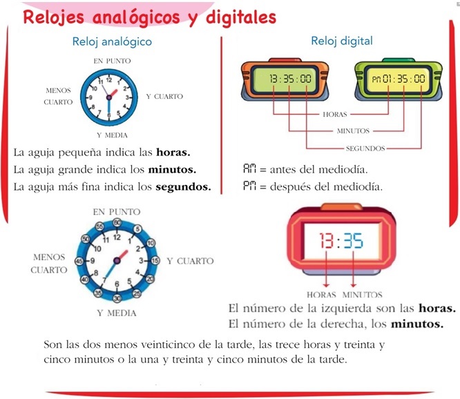 Matemáticas El Reloj AnalÃ³gico Y Digital Para 4o De Primaria - Main Image