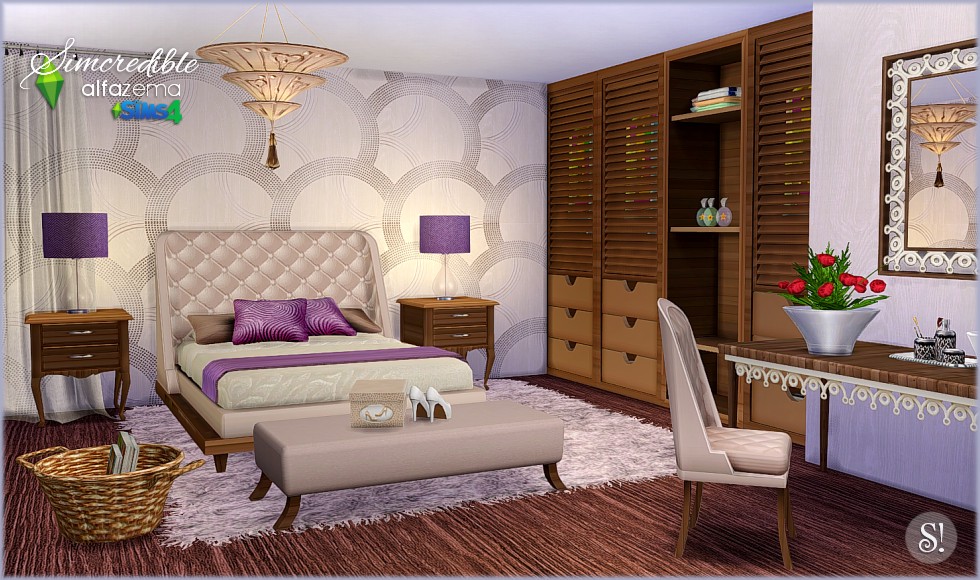 My Sims  4  Blog Alfazema Bedroom  Set by Simcredible Designs 