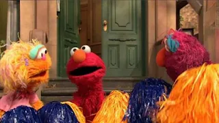 Telly wants to be a cheerleader like Elmo and Zoe. Sesame Street Episode 4420, Three Cheers for Us, Season 44