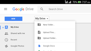 google drive drop down menu