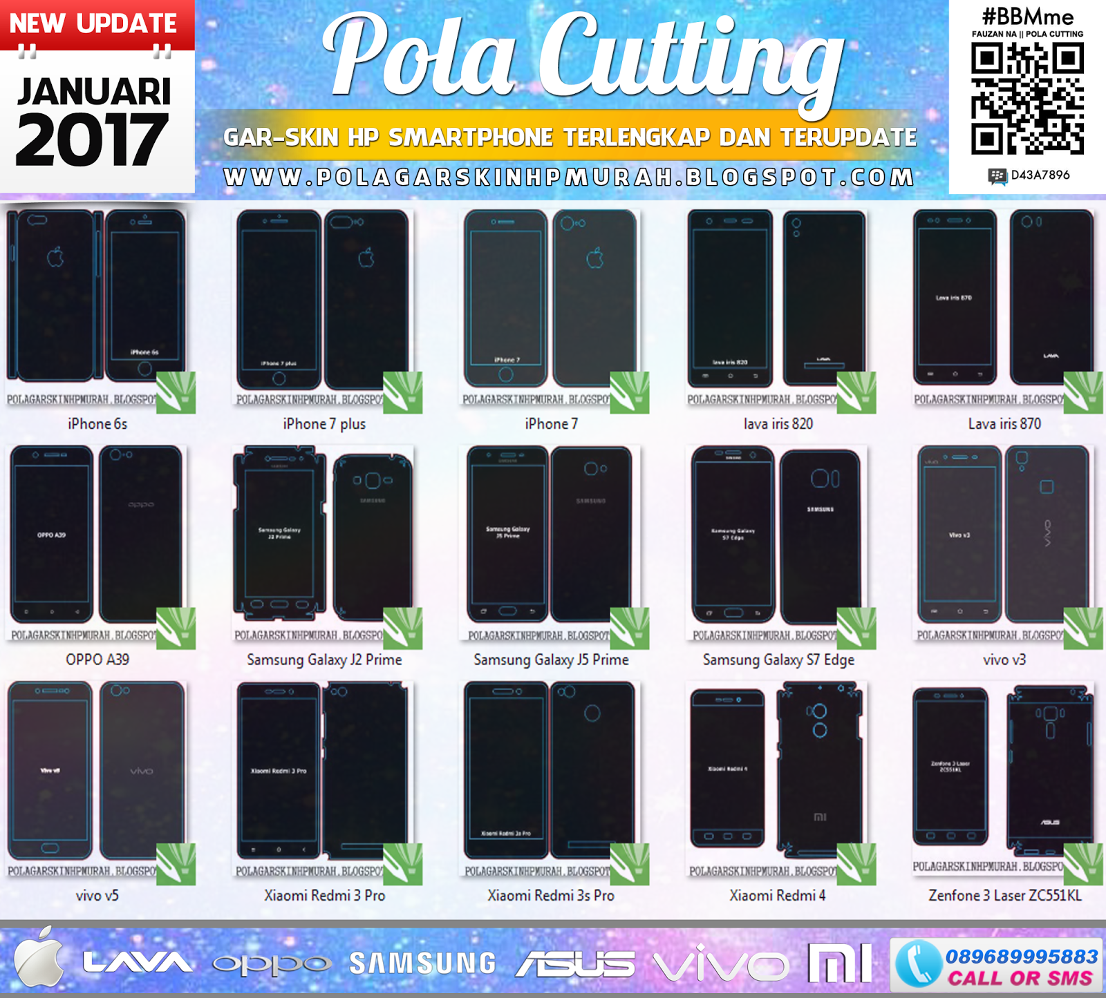 [Update Januari 2017] Pola Cutting Skin HP Smartphone 
