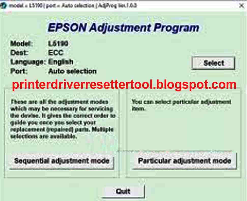 Epson L5190 Resetter Adjustment Software Tool Free Download 2021