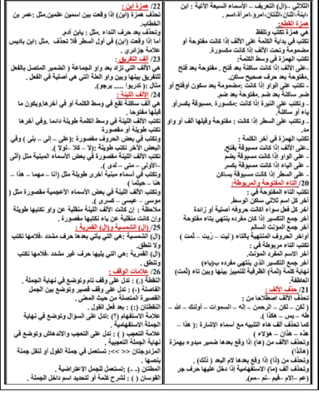 ملخص دروس اللغة العربية السنة الأولى متوسط - الجيل الثاني 3
