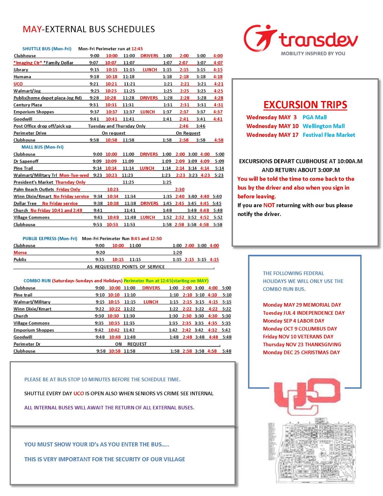 OUR VILLAGE in West Palm Beach BUS SCHEDULE CHANGES WITH IMMEDIATE
