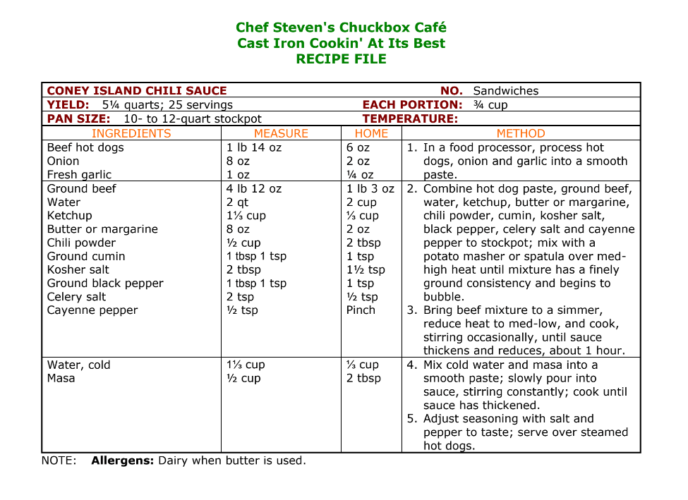 'Round the Chuckbox Coney Island chili sauce
