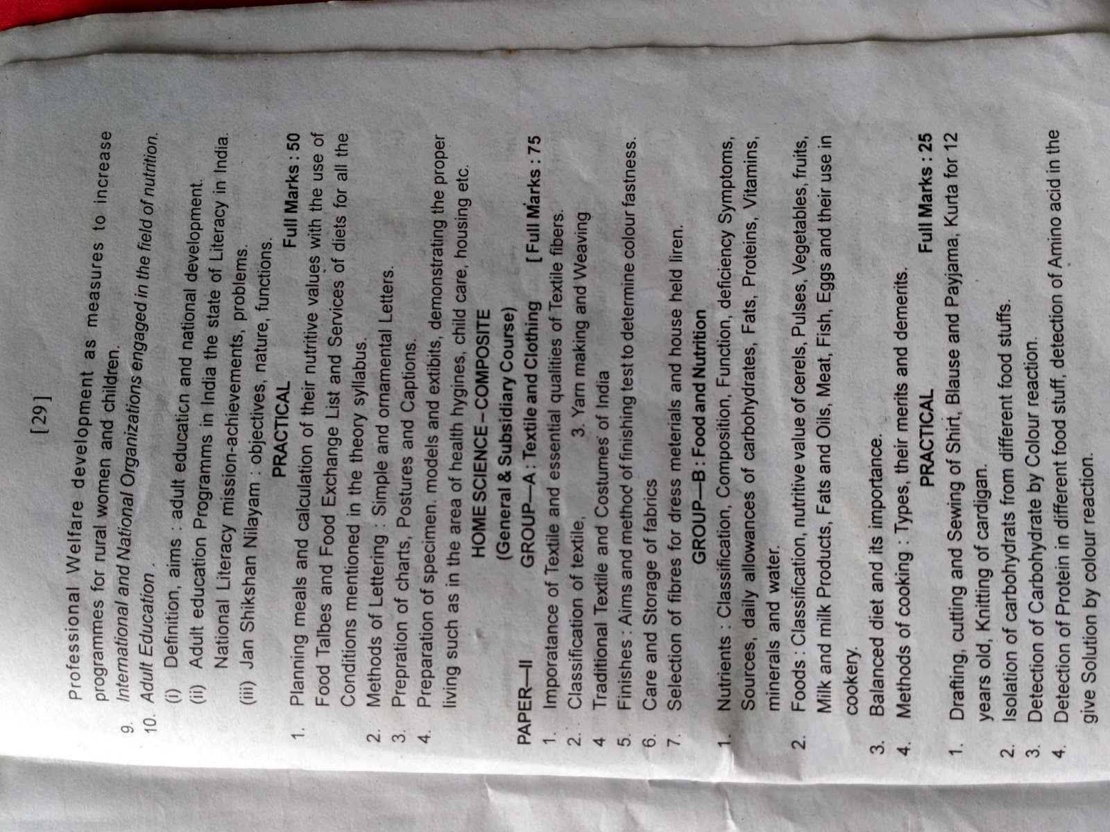 Home science honour's and subsidiary part -2 ~ TMBU SYLLABUS