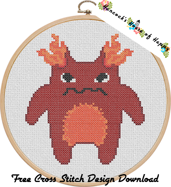 The Rage Monster Furry Red Monster Cross Stitch Pattern Free to Download