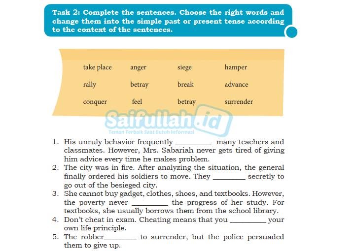 Kunci Jawaban Bahasa Inggris Chapter 9 Task 2 Halaman 128 Kelas 10 Saifullah Id