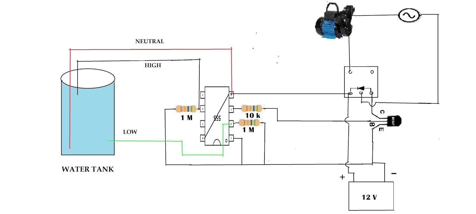 Automatic water pump control circuit
