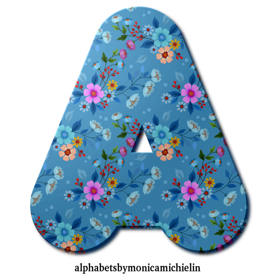 M. Michielin Alphabets: BLUE FLOWERS ALPHABETS AND ICONS PNG, ALFABETO ...