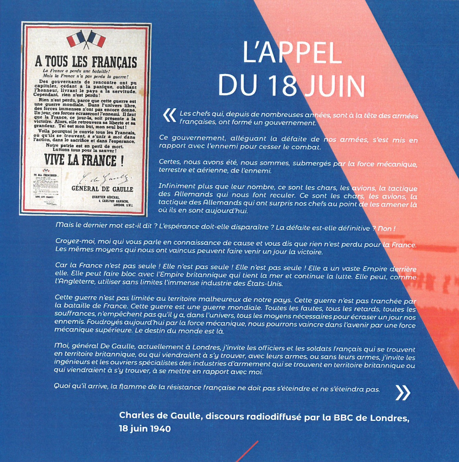 Lesdins Blog infos L'appel du 18 juin 1940 du Général De GAULLE