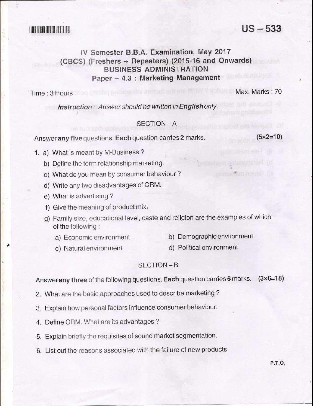 business research question paper