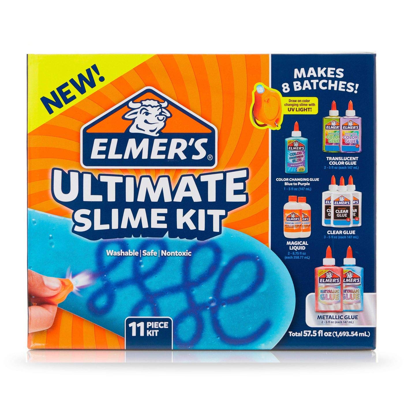 Elmers Brand Mega Slime Kit: Make Glow In The Dark, Color, and Clear Slimes