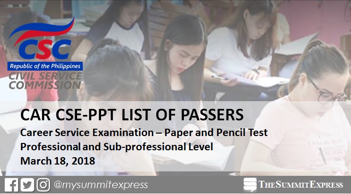 CAR Passers: March 2018 Civil Service Exam results CSE-PPT