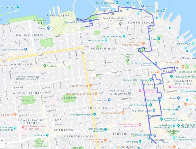 Barbary Coast Trail Map in San Francisco