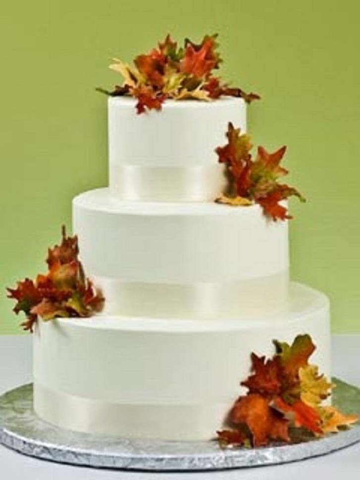 Wedding Cakes With Autumn Leaves