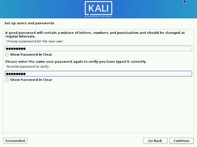 Isi Password Kali Linux