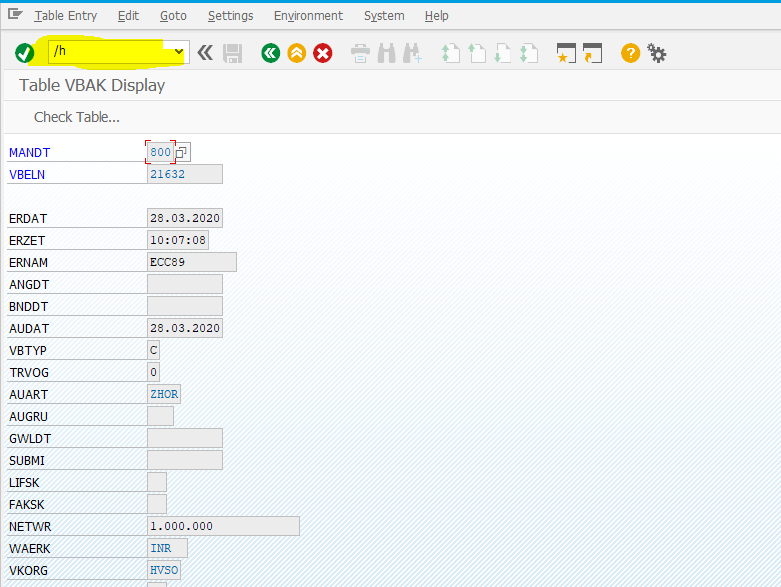 How to change records in SAP using debug mode