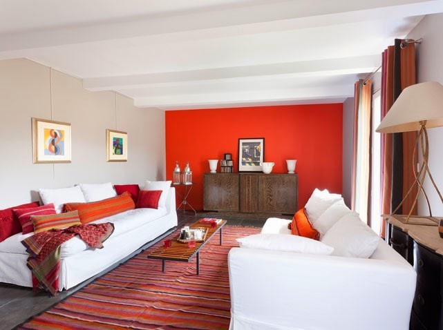 Salas decoradas con naranja y otros colores - Salas con estilo