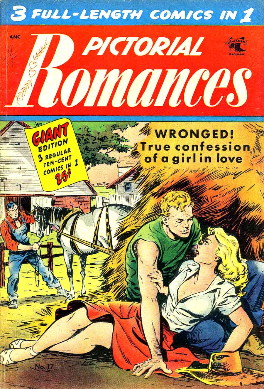Pictorial Romances #17 st. john golden age 1950s romance comic book cover art by Matt Baker