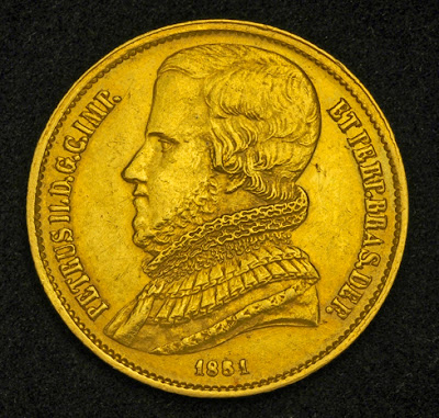 Brazil 20000 Reis Gold Coin investing in gold Emperor Dom Pedro