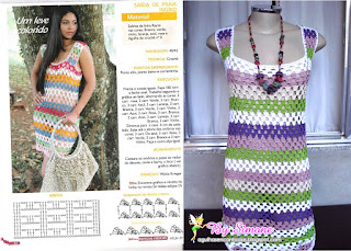 Saída de praia em crochê com gráfico