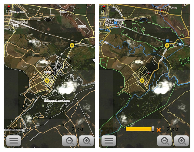 Спутниковые снимки от Яндекса с наложенными слоями Top Wikimapia и Top Yandex NK