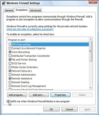 Changing the Firewall Settings in Windows Vista