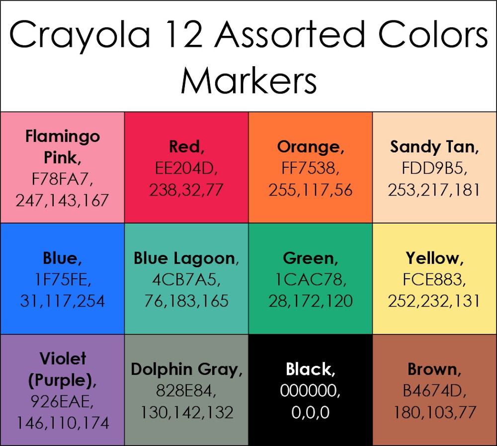 List of Current Crayola Marker Colors | Jenny's Crayon Collection