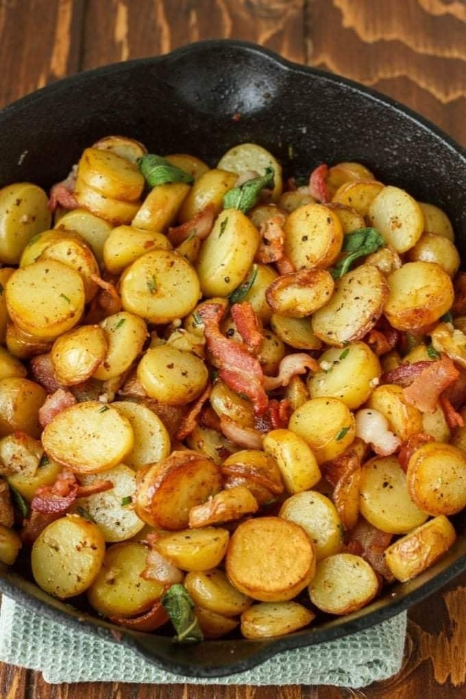 Fried potatoes with smoked sausage